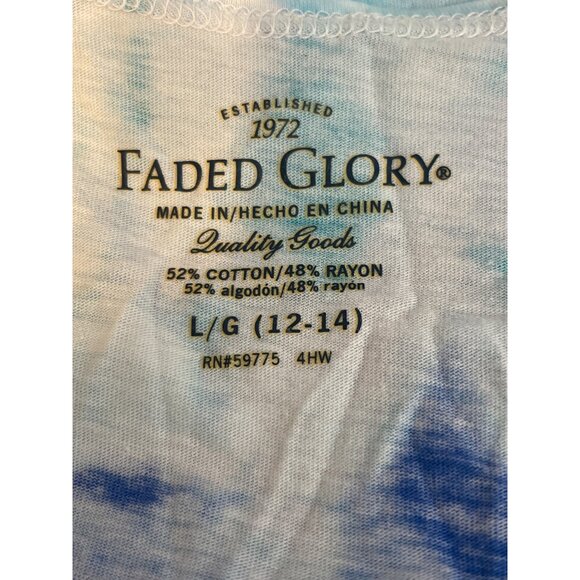 Faded Glory Womens Blue Tie-Dye Tunic Top L/G (12-14) Cotton & Rayon Blend Light - Picture 3 of 5